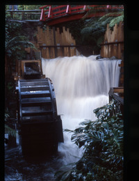 Waterwheel area in flood. 