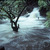 Waterwheel submerged in flood. 