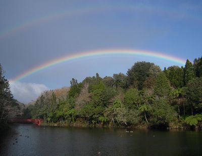 Rainbow over Main Lake. 